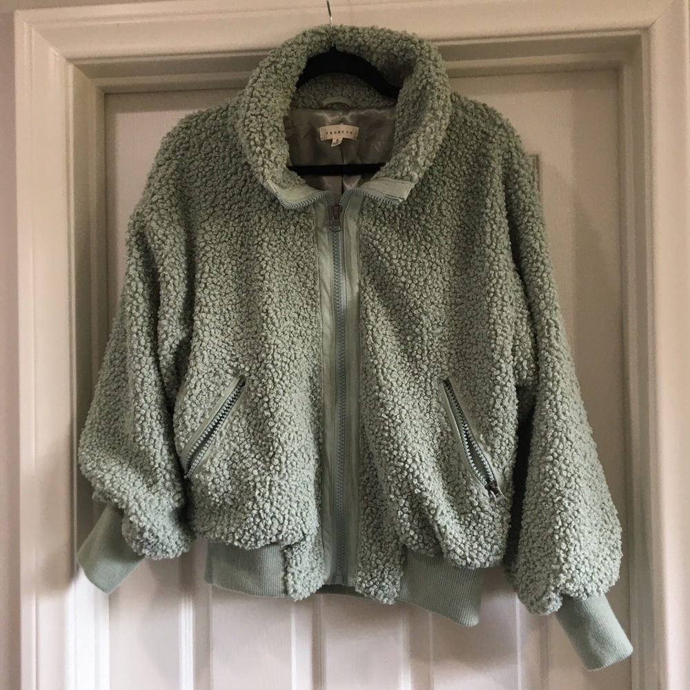 Mint green teddy jacket